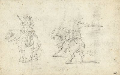 At sırtında iki asker by Gerard ter Borch (II) (possibly)