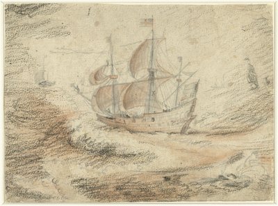Denizde yelkenli gemi by Gerard ter Borch (II) (possibly)
