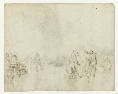 Şişe oyuncuları ile buz yüzü by Gerard ter Borch (II)