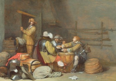 Bir gardiyan odasında kağıt oynayan askerler by Gerard ter Borch