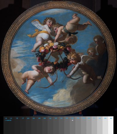 Çiçek Çelengi ile Putti by Gerard van Honthorst (workshop of)