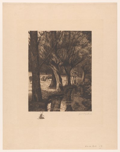 Çayır su kenarında Dere kenarında (nesne üzerindeki başlık) by Gerarda Wilhelmina ten Hoet (signed by artist)