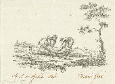 İki at derisi yüzücü dericiler by Gerardus Emaus de Micault (signed by artist)