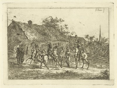 Bir köyde süvari veda içeceği by Gerardus Emaus de Micault