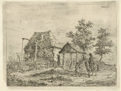 çiftlikte süvari Atlı Topçu ve Çiftçi by Gerardus Emaus de Micault