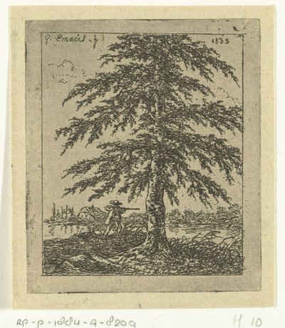 Kayın ve avcı ile manzara huş by Gerardus Emaus de Micault