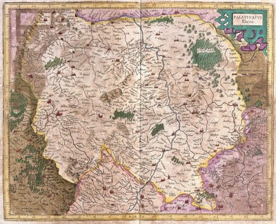 Bavyera bölgesi ve Tuna Nehri, Almanya (gravür by Gerardus Mercator