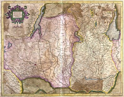 Brescia ve Milan, İtalya (gravür by Gerardus Mercator