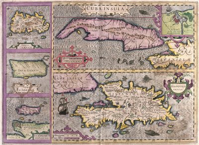 Küba, Jamaika, Haiti, Porto Riko (Karayip) (gravür by Gerardus Mercator