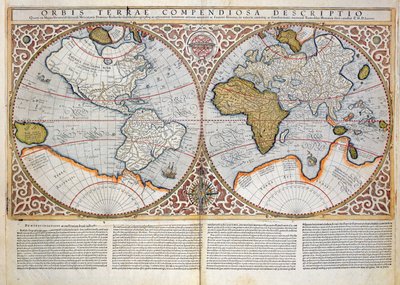 Çift Yarımküre Dünya Haritası, 1587 by Gerardus Mercator