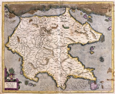 Yunanistan ve Peloponnese (gravür by Gerardus Mercator