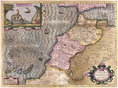 Kanarya Adaları ile Kuzeybatı Afrika (gravür by Gerardus Mercator