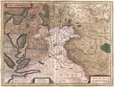 Saintonge, La Rochelle ve Ile Oleron, Fransa ile (gravür by Gerardus Mercator