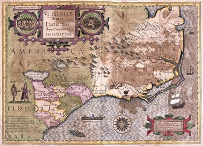 Virginia ve Florida (gravür by Gerardus Mercator