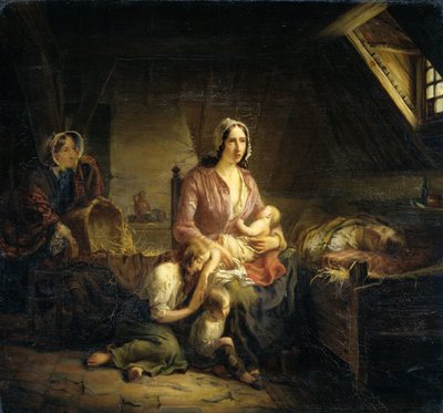 Zengin Bir Kadın Yoksul Bir Aileyi Ziyaret Eder by Gerardus Terlaak