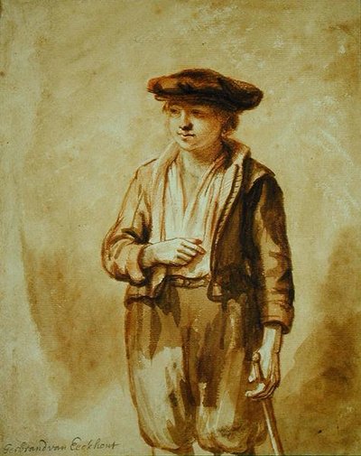 Genç Hollandalı Portresi (kahverengi yıkama ve kağıt üzerinde kırmızı tebeşir üzerine fırça) by Gerbrand van den Eeckhout