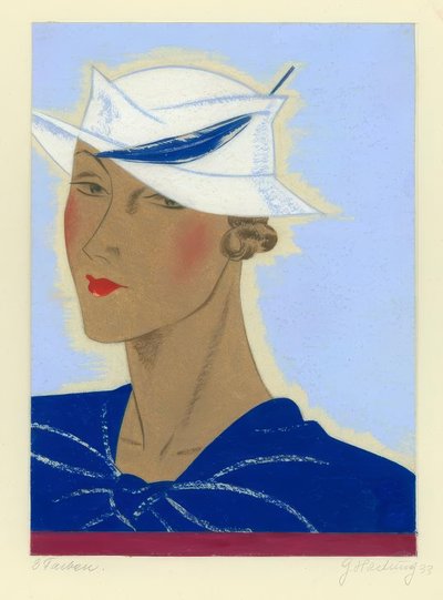 Mavi tüylü bayan şapkası 1933 / G. Hartung by Gerd Hartung