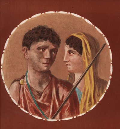 Pompeii'deki kimliği belirsiz bir evden bir erkek ve kadının portresi. Emile Presuhn'dan (1844-1878) Geremia Discanno'nun bir çiziminden sonra Victor Steeger'in kromolitografı. Pompeii'nin En Güzel Tabloları, Leipzig by Geremia Discanno