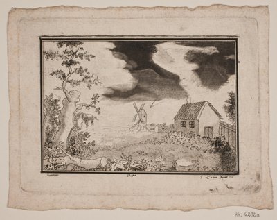 Ev ve değirmen ile manzara by Gerhard Ludvig Lahde