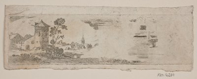 Kale ve kilise ile örnek manzara sayfası by Gerhard Ludvig Lahde