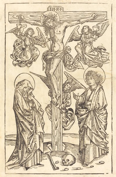 Meleklerle Haç Üzerinde İsa by German 15th Century