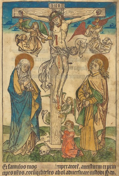 Meleklerle Haç Üzerinde İsa by German 15th Century