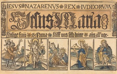 Aziz Anne, Madonna ve Çocuk ve Azizler Christopher, Sebastian, Clara ve Roche by German 15th Century