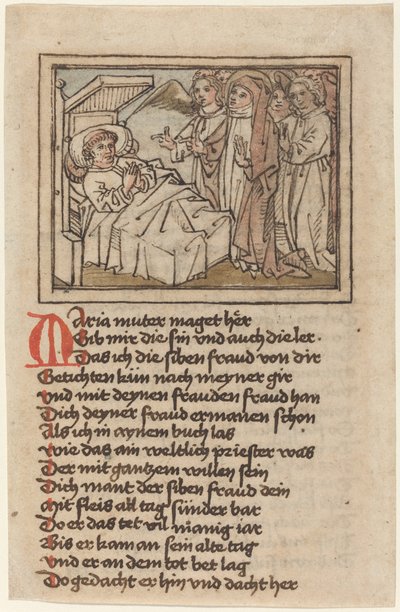 Bakire Ölmekte Olan Bir Rahibe Görünüyor by German 15th Century
