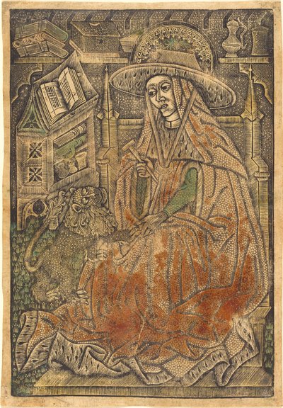 Aziz Jerome Çalışmasında by German 15th Century or Master of the Aachen Madonna