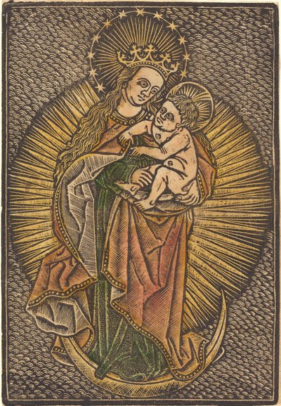 Madonna ve Çocuk Zaferde by German 15th Century or Master of the Meshed Background