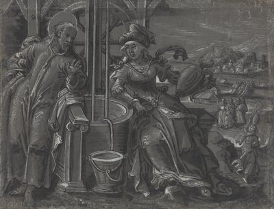 İsa ve Samiriyeli Kadın [verso] by German 16th Century