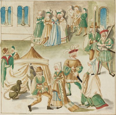 İki Maymunlu Saray Eğlenceleri by German 16th Century