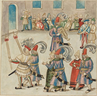 Meşale Taşıyan Şövalyeler Tarafından Yönetilen İki Dans Eden Çift by German 16th Century