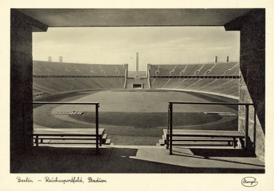 Olimpiyat Stadyumu, Reichssportfeld, Berlin (b/w fotoğraf) by German Photographer