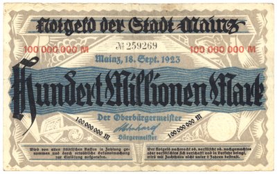 Yüz milyon mark banknot, 1923 by German School