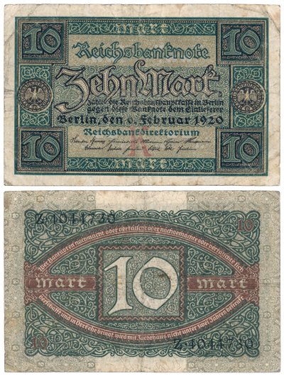 On marklık banknot, 1920 (recto ve verso) by German School