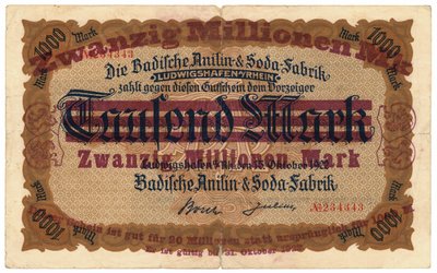 Yirmi milyon marklık banknot, 1922 by German School