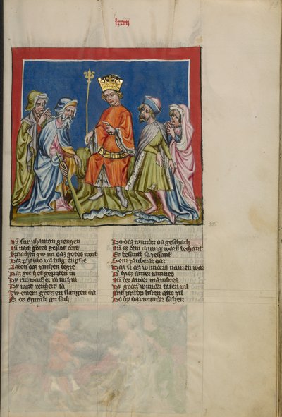 Aaron, Weltchronik Ms. 33, fol. 73, c.1400-10 (tempera, altın ve gümüş boya, parşömen üzerine mürekkep) by German School