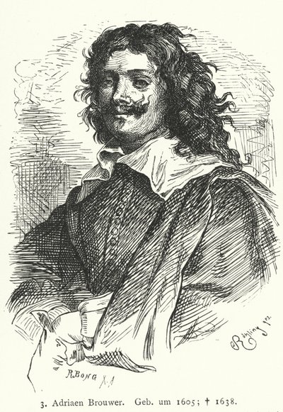 Adriaen Brouwer, Flaman Barok ressamı (gravür) by German School