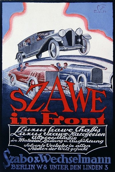 Szawe Motor Cars için Reklam, 1921 by German School