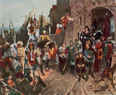 Agnes von Rosenberg babasının kalesini Hussitlere teslim etti by German School