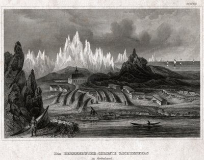 Akunnat, Grönland. (gravür, yaklaşık 1850) by German School