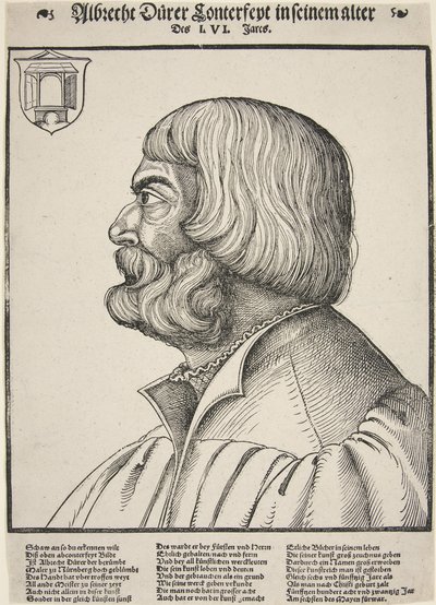 Albrecht Durer, 56 yaşında (tahta baskı) by German School
