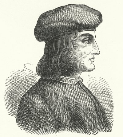Aldus Manutius, Venedikli hümanist, bilgin, yazıcı ve yayıncı (gravür) by German School