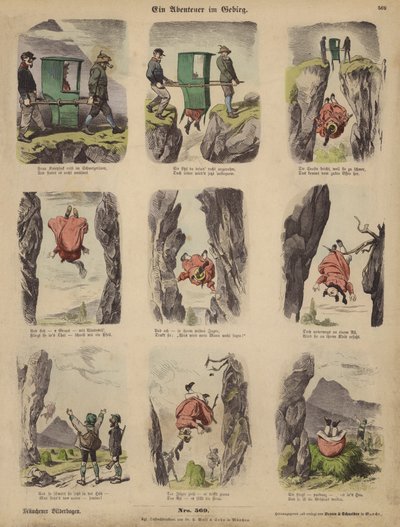 Dağlarda bir macera (renkli gravür) by German School