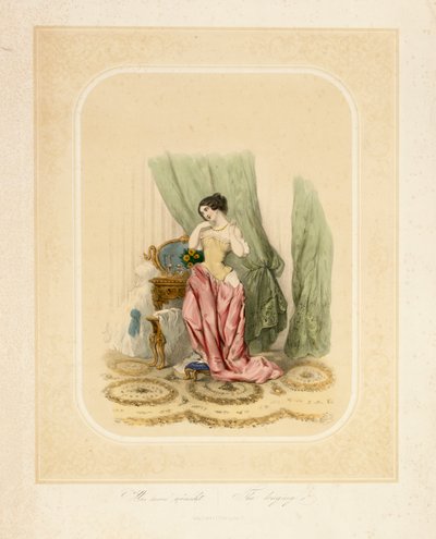 Tuvalet masasında zarif bir bayan, F. Sala & Co, Berlin, 1850 dolayları tarafından basılmıştır. by German School