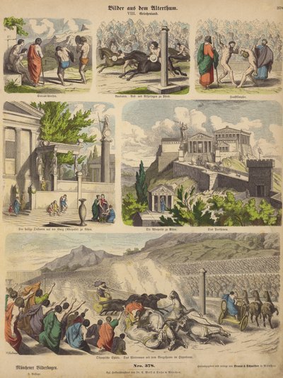 Antik Yunanistan (renkli gravür) by German School