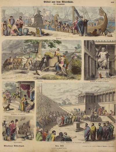 Antik Yunanistan (renkli gravür) by German School