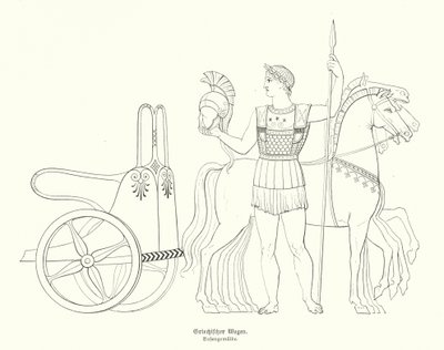 Antik Yunan savaş arabası (gravür) by German School