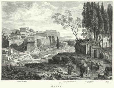 Miken antik kenti, Yunanistan (gravür) by German School